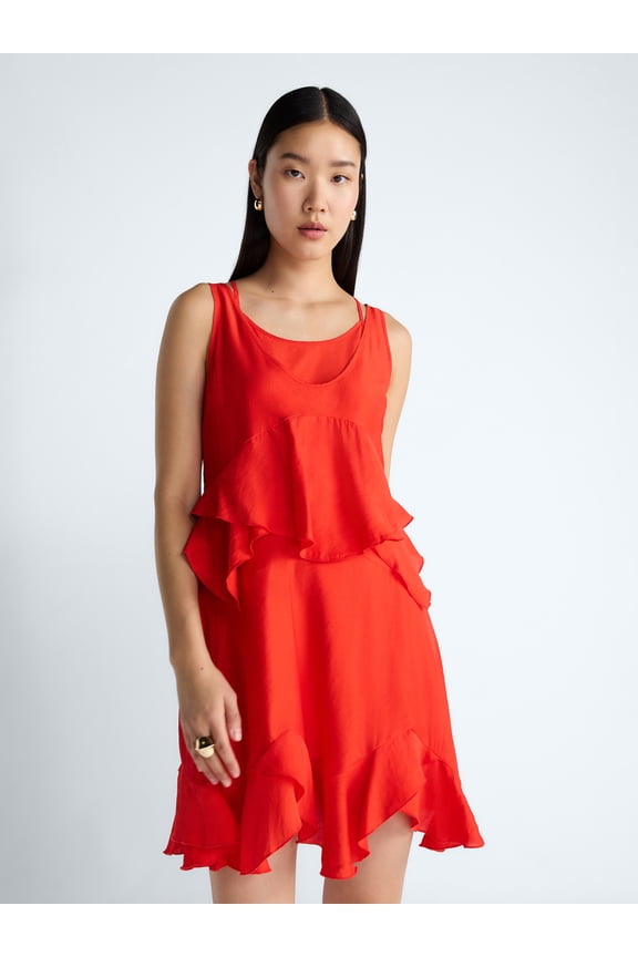 Devil Wears Prada Scoop Collection Women’s and Women's Plus Mini Ruffle Tank Dress, Sizes XS-4X