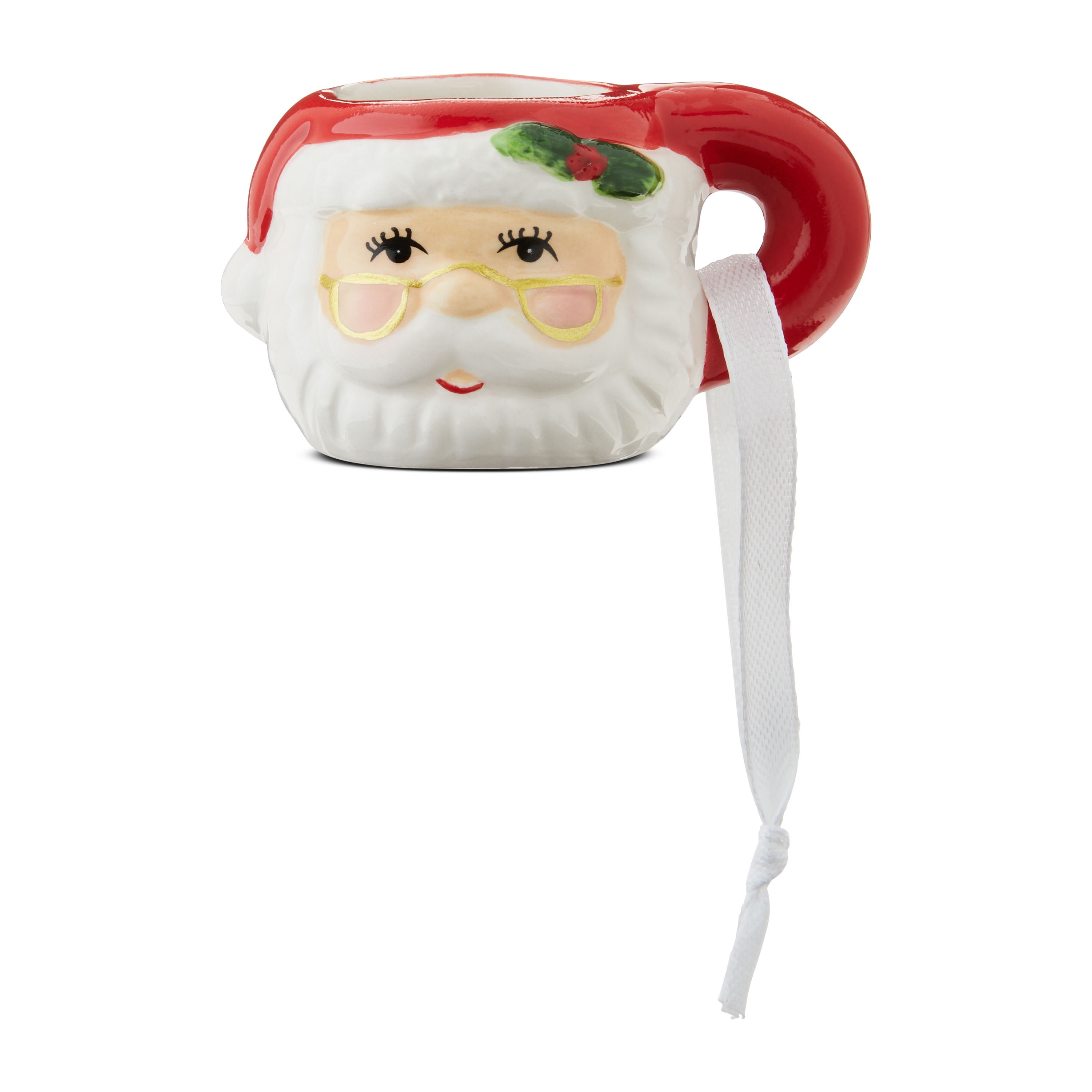 Mr. Christmas Miniature Santa Mug Hanging Ornament Decoration, Red, 1.45"