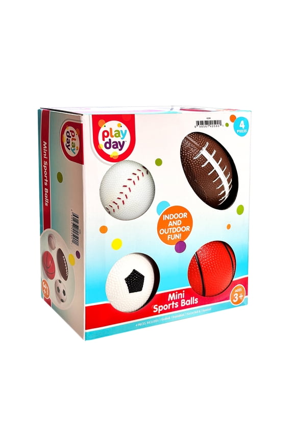 Inflatable Children's Mini Sports Ball Set, Rubber Multicolor/Multisports, 4 Pieces