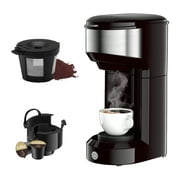MINI Single Serve Coffee Maker,Instant Coffee Maker One Cup for K Cup & Ground Coffee,Portable Capsule Coffee Machine with 6 to 14oz Reservoir,90 Seconds Fast Brewing and One Button Operation