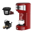 thumbnail image 1 of MINI Single Serve Coffee Maker,Instant Coffee Maker One Cup for K Cup & Ground Coffee,Portable Capsule Coffee Machine with 6 to 14oz Reservoir,90 Seconds Fast Brewing and One Button Operation, 1 of 8