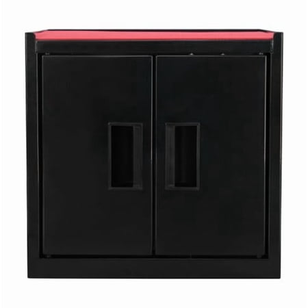 Hyper Tough Mini Tool Cabinet – 11.6-Inch Steel Storage Cabinet, Black, Double Doors & Non-Slip Top Mat