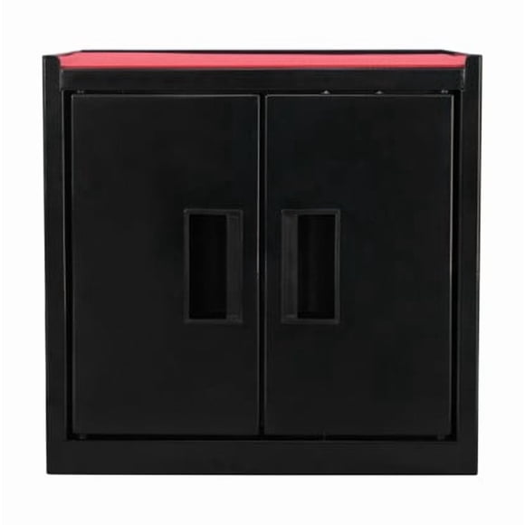 Hyper Tough Mini Tool Cabinet – 11.6-Inch Steel Storage Cabinet, Black, Double Doors & Non-Slip Top Mat