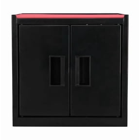Hyper Tough Mini Tool Cabinet, 11.6 in, Steel, Black, Double Doors, Non-Slip Top Mat