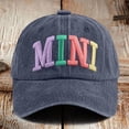 thumbnail image 1 of MINI Trucker Hat Vintage Embroidered Adjustable Baseball Cap, Two-Tone Ponytail Hat Gifts for Mothers Day Outfits Blue One Size, 1 of 3