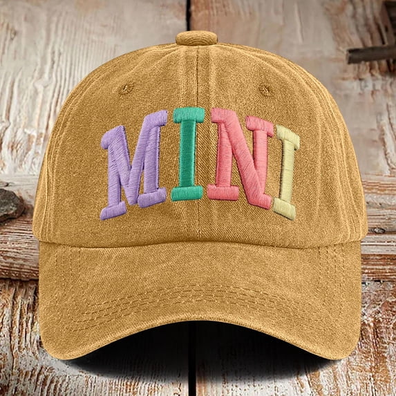 MINI Trucker Hat Vintage Embroidered Adjustable Baseball Cap, Two-Tone Ponytail Hat Gifts for Mothers Day Outfits Brown One Size