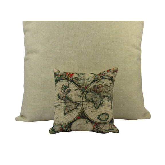 MINI: World Map | Map Pillow | Pillow Cover | World Map Print | Throw Pillow | 8 x 8 | Home | Tiny House Decor | Lumbar Pillow