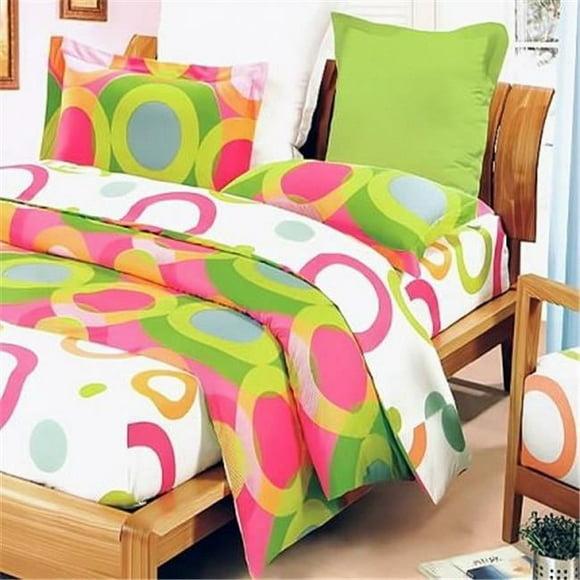 MINIDUVET-DDX01020-2 Rhythm of Colors - 100 Percent Cotton  3 Pieces Mini Comforter Cover & Duvet Cover Set  Full Size - Green