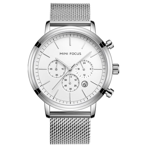 MINIFOCUS Fashion Men's Wrist Watches Luxury Design Quartz Watch Men 31m Waterproof Blue Stainless Steel Mesh Strap Reloj Hombre