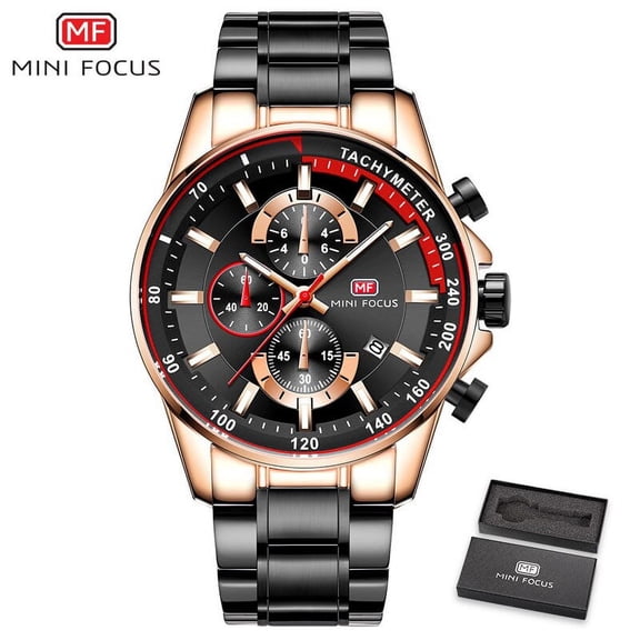 MINIFOCUS Luxury Men Watches Stainless Steel Men's Wristwatch Men's Quartz Watch's Waterproof Blue