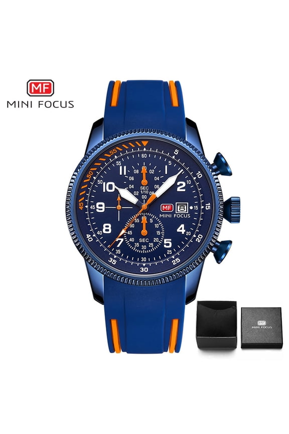 MINIFOCUS Men Quartz Watch Business Waterproof Multifunction Man Watch Silicone Strap Sport Chronograph