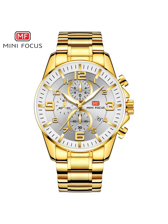 Men Watches Stainless Steel Gold Luxury Men's Wristwatch Quartz Wrist Watch Men Waterproof