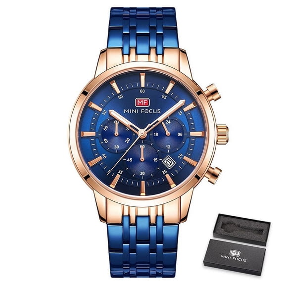 MINIFOCUS Men Watches Watch Men Waterproof Stainless Steel Quartz Sport Wristwatches