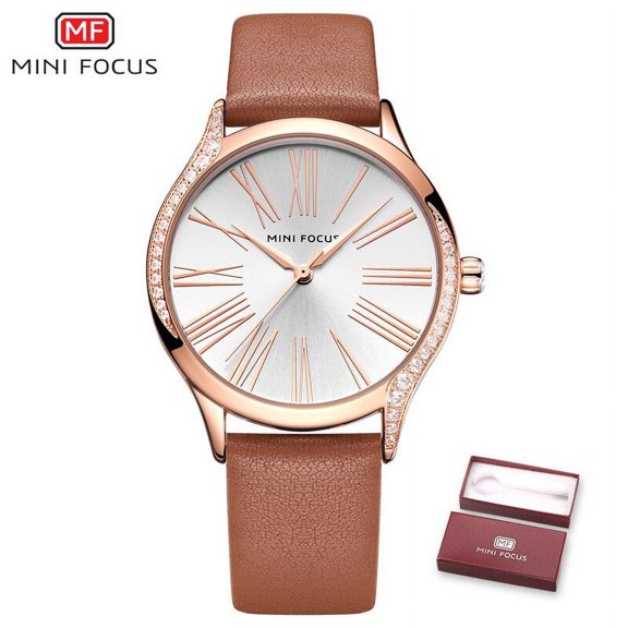 MINIFOCUS Women Watches Waterproof Blue Leather Strap Top Brand Luxury Fashion Casual Quartz Ladys Wrist Watch Relogio Feminino