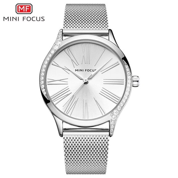MINIFOCUS Women's Watches Brand Luxury Fashion Ladies Reloj Dress Stainless Steel Mesh Steel Band Relogio Feminino Montre Femme