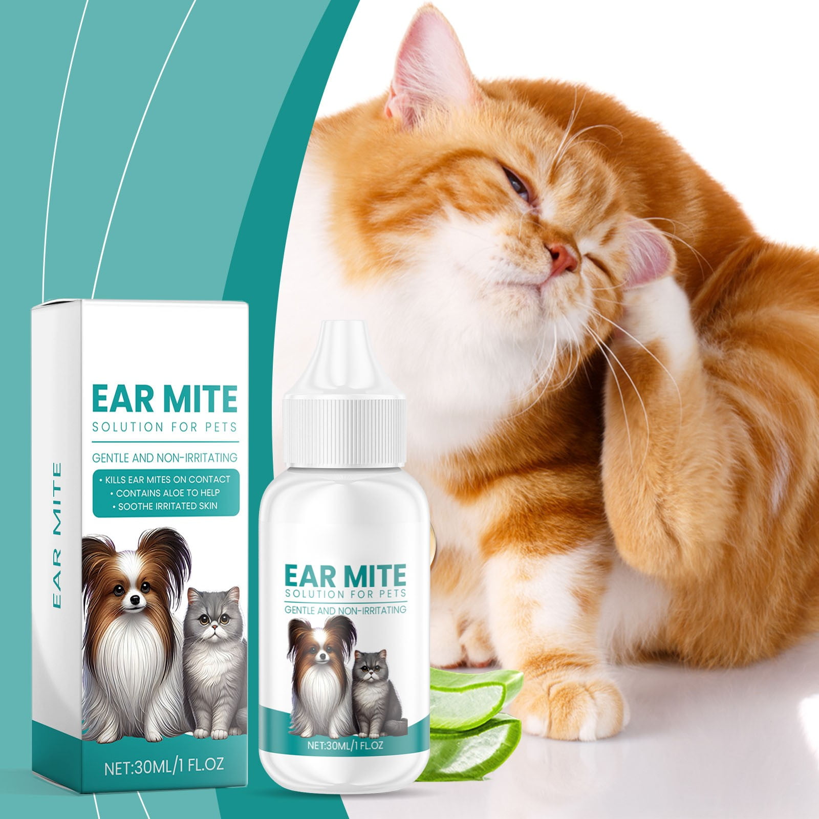 MINIKOKO Ear Rinse For Dogs & Cats, Cleans Dirt, Yeast, Wax, And From