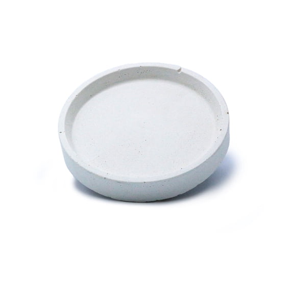 MINIMALIST ROUND WHITE CEMENT COASTER 3 1/2 " X 5/8"