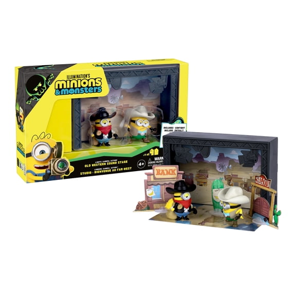 Minions & Monsters Old Western Sound Stage, Includes 2 Cast & Crew Mini Figures and 3 Themed Stage Props, Ages 4+