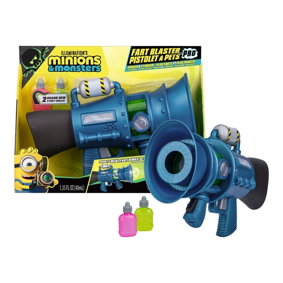 Minions & Monsters Fart Blaster Pro with 8 Stink Settings, Shoots Stinky Fart Rings up to 6' Away Includes 2 Different Scented Fart Formulas , Ages 4+