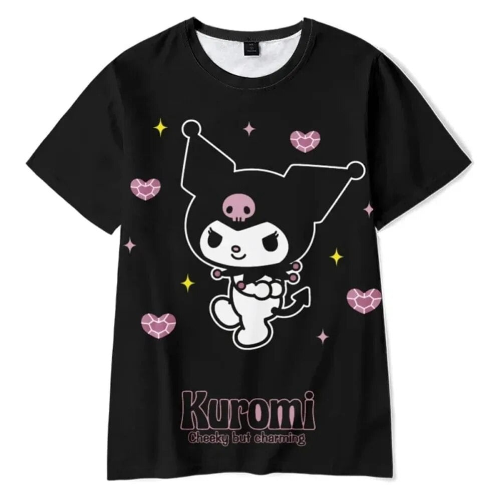 MINISO 2025 Anime Cartoon Summer Kuromi TShirt My Melody Hello Kitty