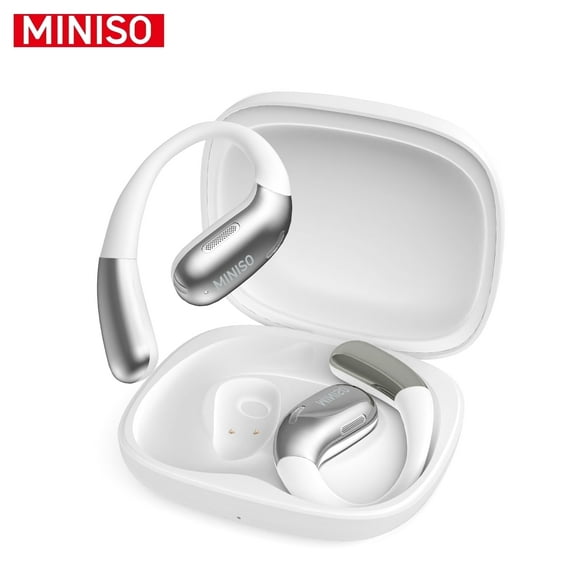 MINISO X28 Wireless Bluetooth 5.4 Earbuds Headphones, Open-Ear Design, AI Translator, 130  Languages, 40H Playtime, IPX5 Waterproof,Beige White
