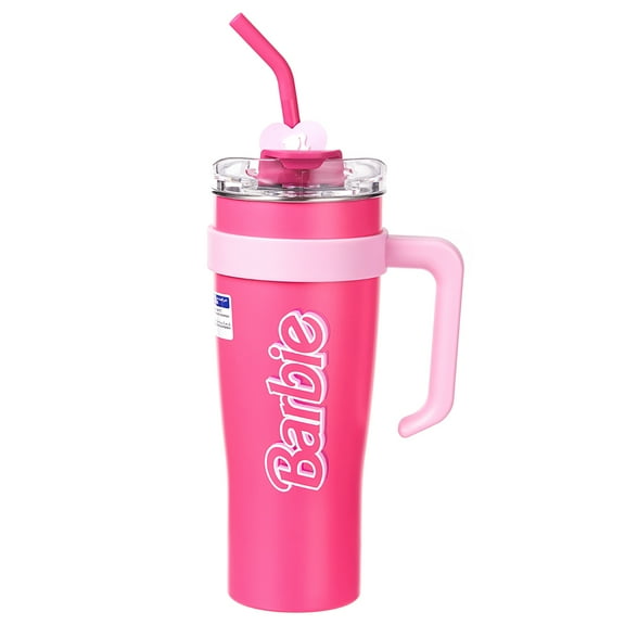 MINISO & Barbie Collection Steel Tumbler (1600mL) - Pink Barbie Cup with 3-in-1 Lid, Leak-Proof & BPA-Free, Stainless Steel Insulated Tumbler for Hot & Cold Drinks