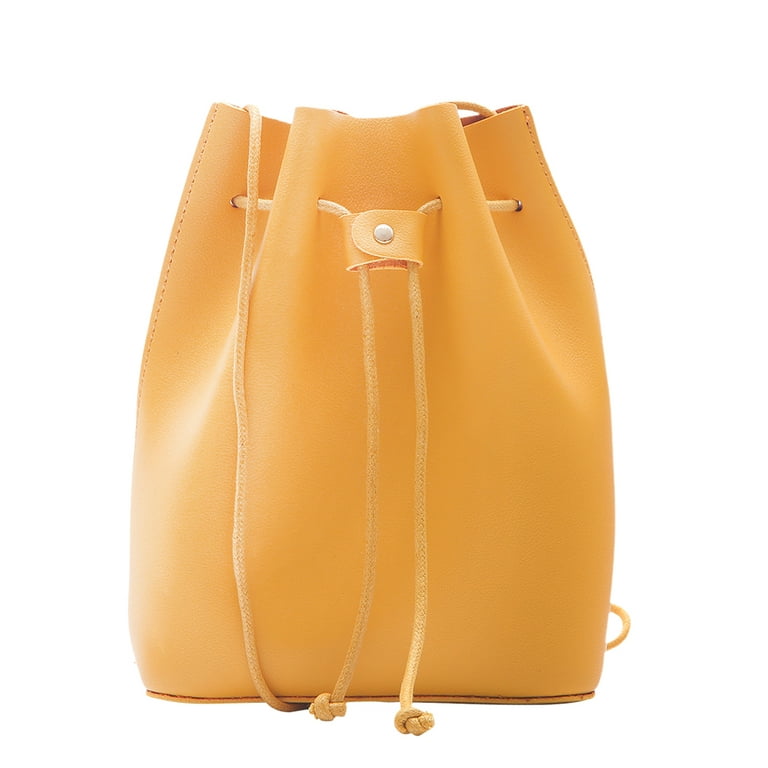 MINISO Bucket Bag with Long Shoulder Strap Crossbody Bags for Women, Yellow