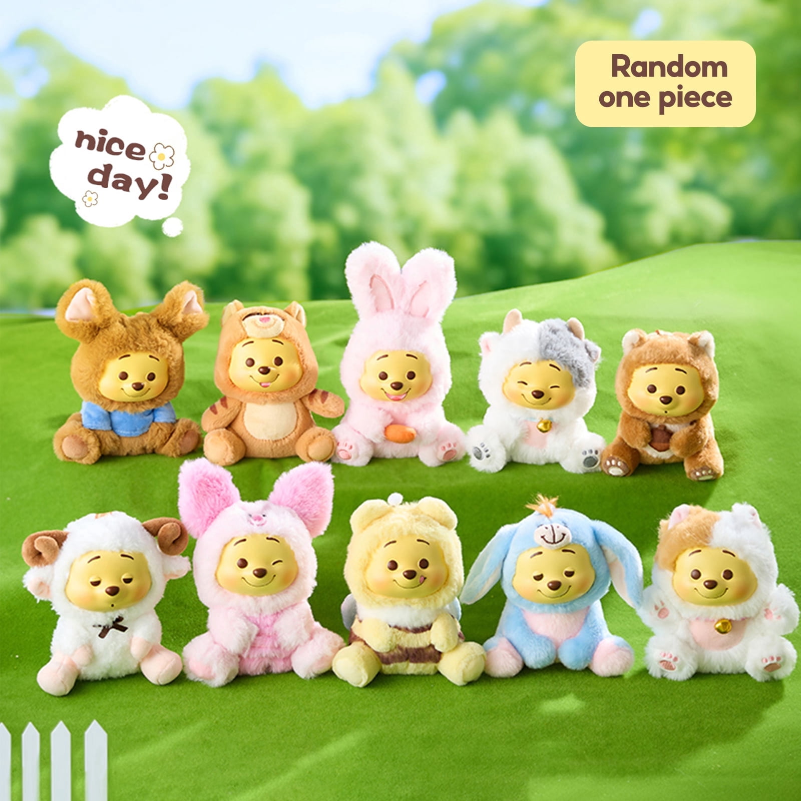 MINISO Disney Winnie the Pooh Naughty Party Blind Box, Vinyl Plush Pendant Collectible Toy, Random One Piece