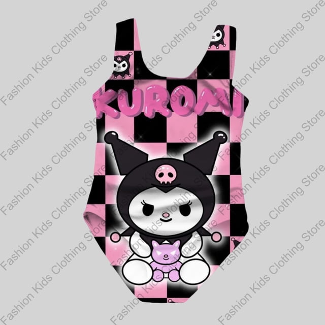 MINISO Girls Summer One-Piece Swimsuit Fashion Cartoon Cute Kuromi 3d ...