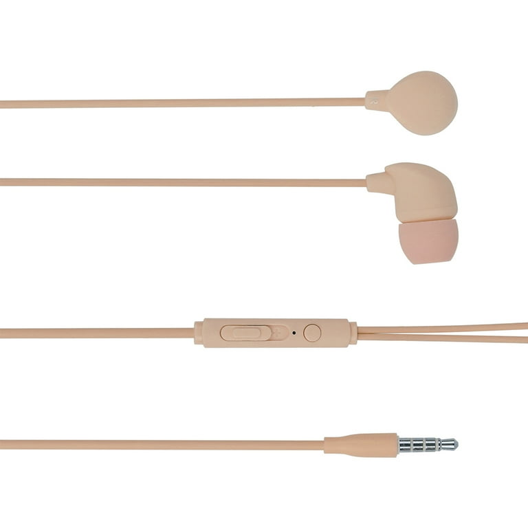 MINISO In Ear Earphone with Mic and Controller Wired Headphones for Mobile Phone Smartphones Beige Walmart
