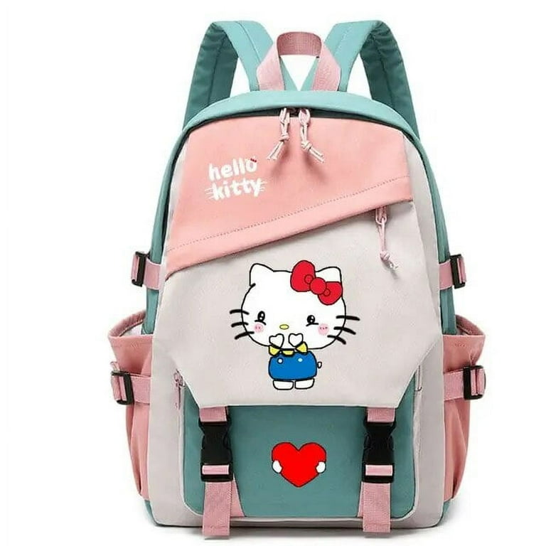 MINISO Large Capacity Hello Kitty Backpack Fashion Trend Luxury Brand Kawaii School Bag Waterproof Nylon Fabric for Girl Student Walmart