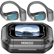 سماعات أذن MINISO M98 مفتوحة الأذن سماعات أذن لاسلكية AI 135 مترجم لغة مع ميكروفون بشاشة ذكية،سماعات أذن بلوتوث رياضية IPX7 مقاومة للماء،أسود