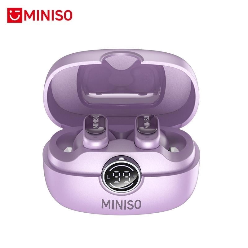 MINISO MS105 Wireless Bluetooth Earbuds, Mini In-Ear Headphones, Waterproof, Short Handle Design, for Work, Sports and Sleep, Purple