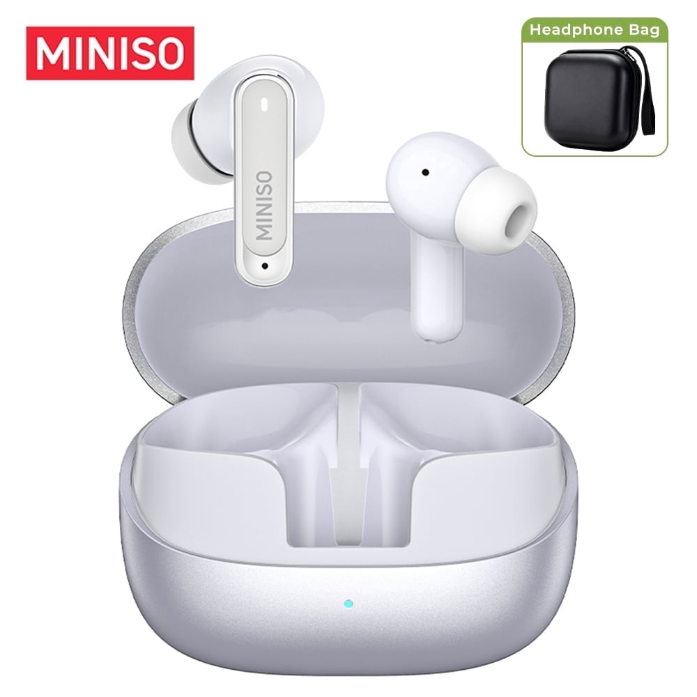 MINISO MS106 Wireless Bluetooth 6.0 In-Ear Earbuds, AI Translator, Noise-Cancelling Headphones, 130+ Languages, 28H,Blue + Earbud Case