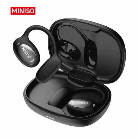 MINISO MS181 Bluetooth 6.0 Wireless Open-Ear Headphones - AI Translator, Noise-Cancelling Earbuds, 133+ Languages, IPX5 Waterproof, Black