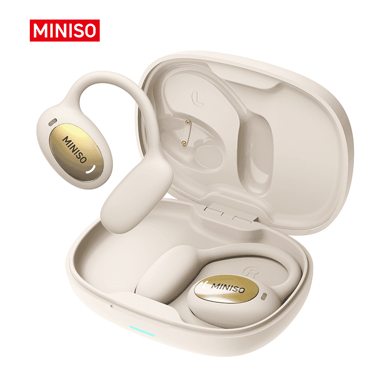 MINISO MS181 Wireless Bluetooth 6.0 Open-Ear Earbuds, AI Translator, Noise-Cancelling Headphones, 130+ Languages, Off-Beige
