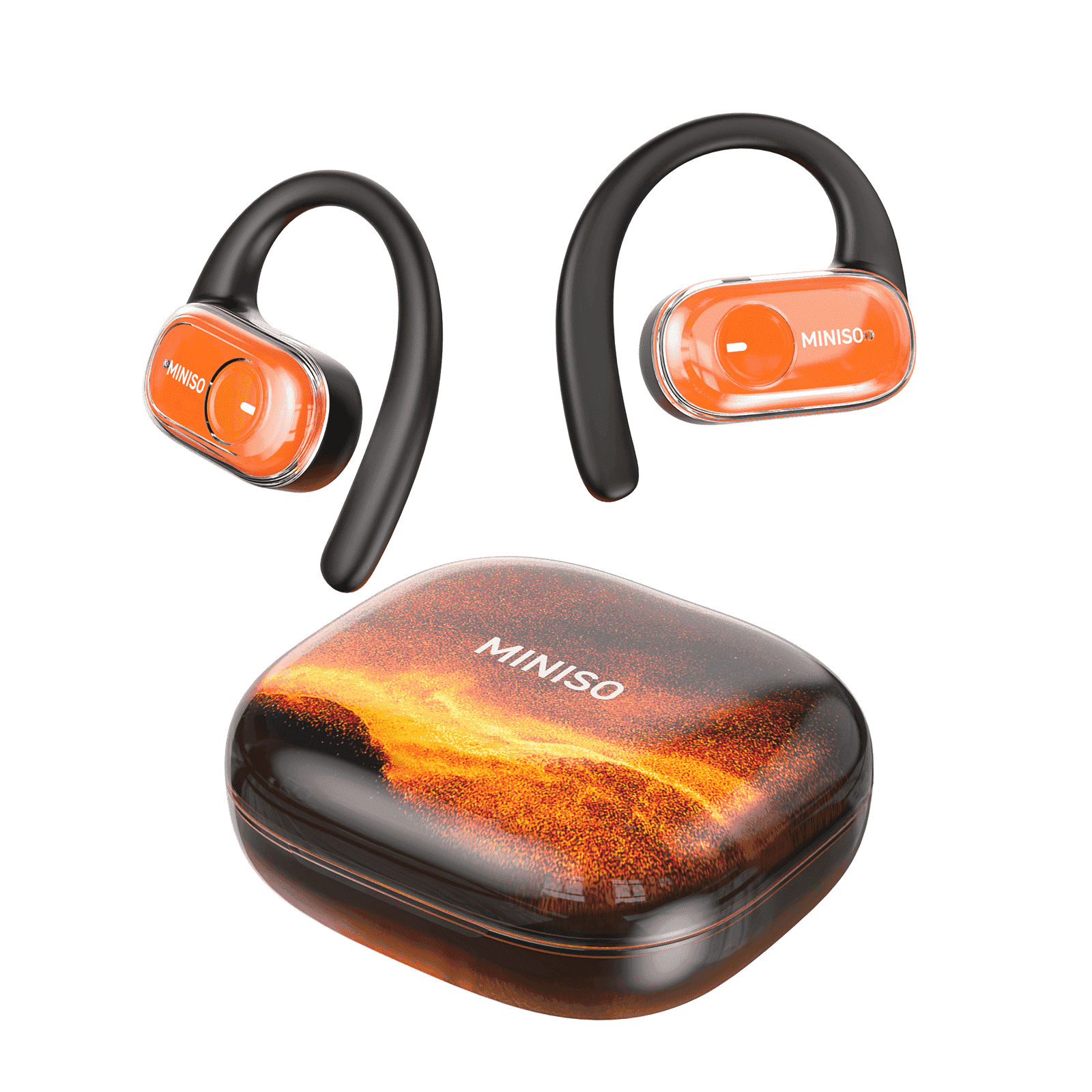 MINISO MS185 Open Ear Bluetooth 5.4 Wireless Earbuds with LED Luminous Case, Earhook Sport Headphones with Mic, 70H Playtime, IPX5 Waterproof, Secure Fit for Running Workout