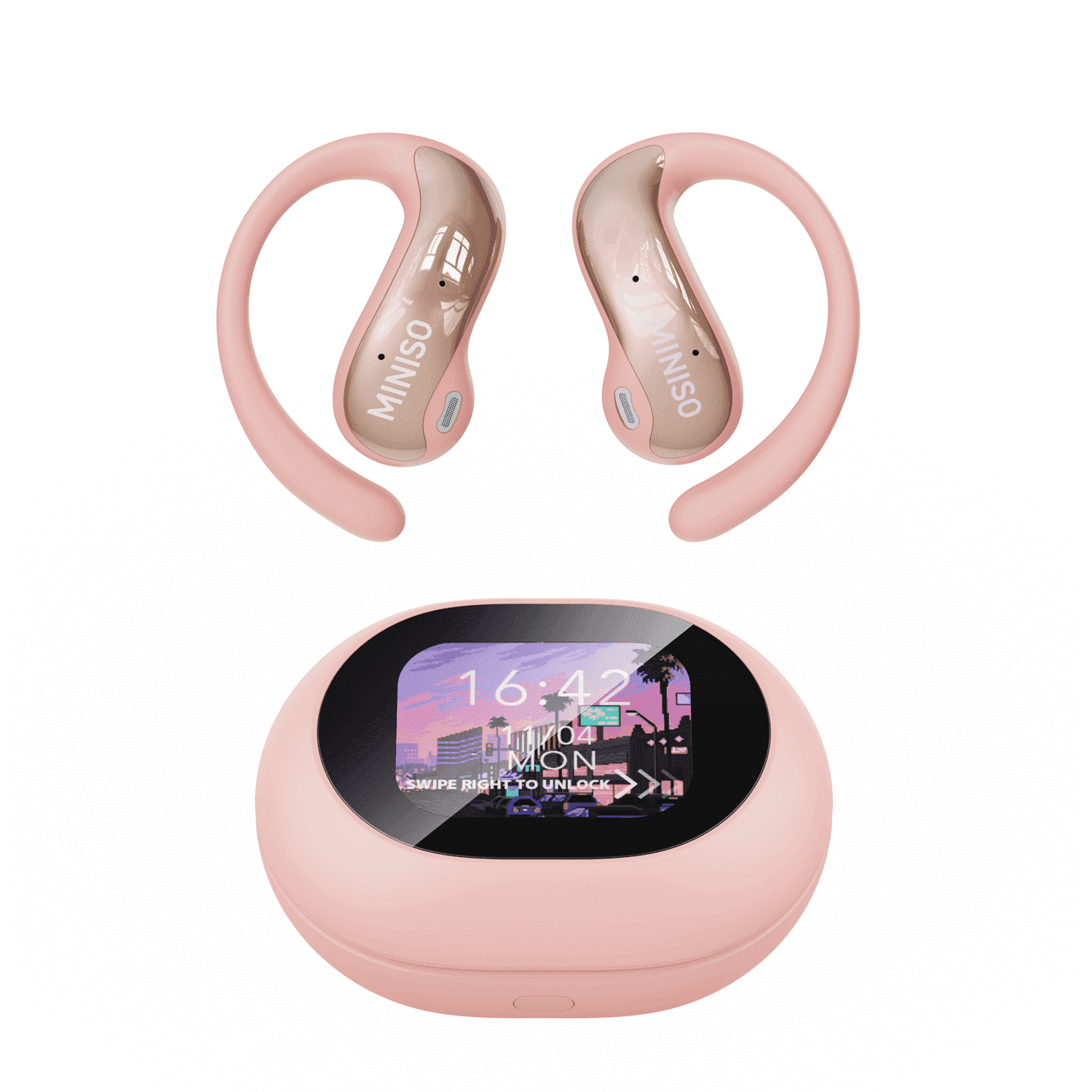 MINISO MS188 Earbuds Wireless Bluetooth 5.4 Earpphones AI Translation Earbuds Real Time Supports 135 languages with LCD Touch Screen