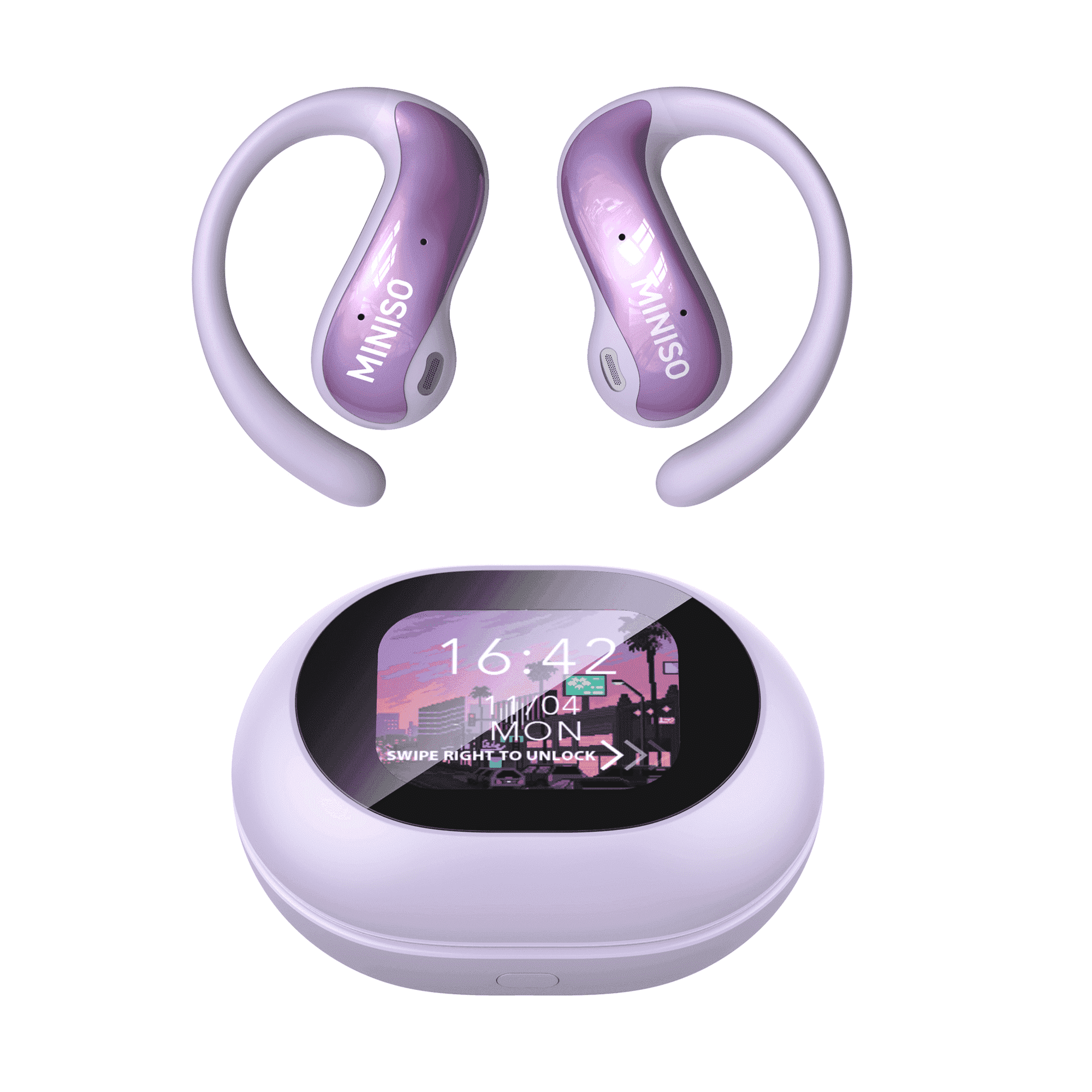 MINISO MS188 Bluetooth Headphones Open Ear Translation Earbuds with Mic Display Charging Case Waterproof IPX5