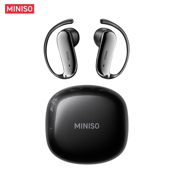 MINISO MS218 Wireless Bluetooth Earbuds with AI Translation, Over Ear Earhook Headphones with Mic, Real-Time Language Support, HiFi Sound, Secure Fit for Travel Work, Black