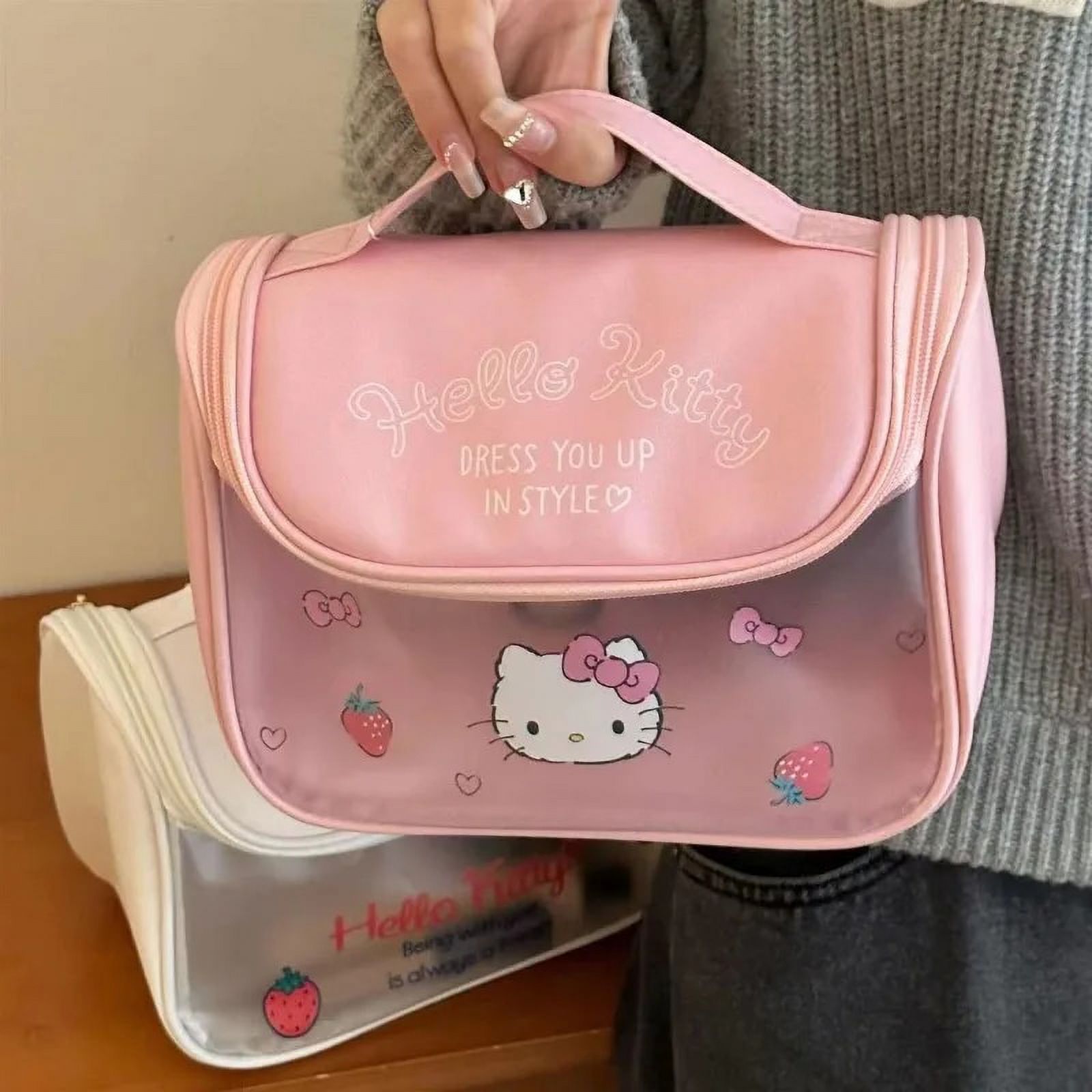 MINISO PVC Hello Kitty Makeup Bag for Women Waterproof with Zipper