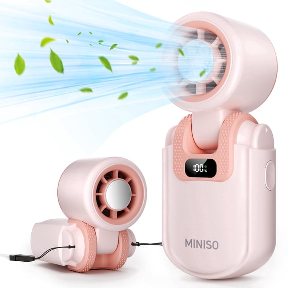 MINISO Portable Fan Handheld, 2400mAh Rechargeable Mini Fan, 3 in 1 USB Small Turbo Fan, 5-Speed, Foldable with Ice Cooler, Max 8 H Cooling Personal Fan for Outdoor, Travel, Camping