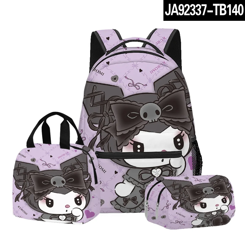 MINISO Printing Peripheral Sanrio Kuromi Kuromi Primary and Secondary School Students Anime Backpack Cartoon School Bag Mochila