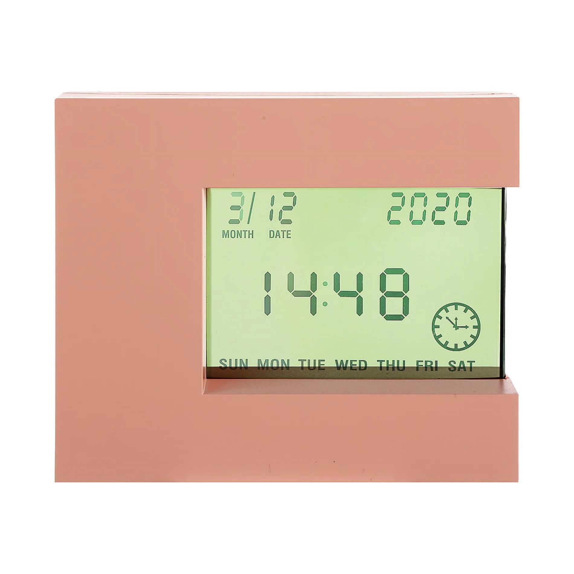 MINISO Rotatable LCD Table Use Digital Lightweight Alarm Clock (Pink