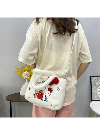 Sanrio Hello Kitty Cinnamon Melody Women's Shoulder Tote Schoolgirl Cartoon  Cute Canvas Magnetic Clasp Hand Storage Lunch Bag 