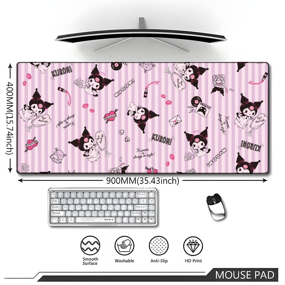 Miniso Sanrio Kuromi Cute Female Mouse Pad Large Gaming Gamer Big Mouse Mat Computer Locking 7155