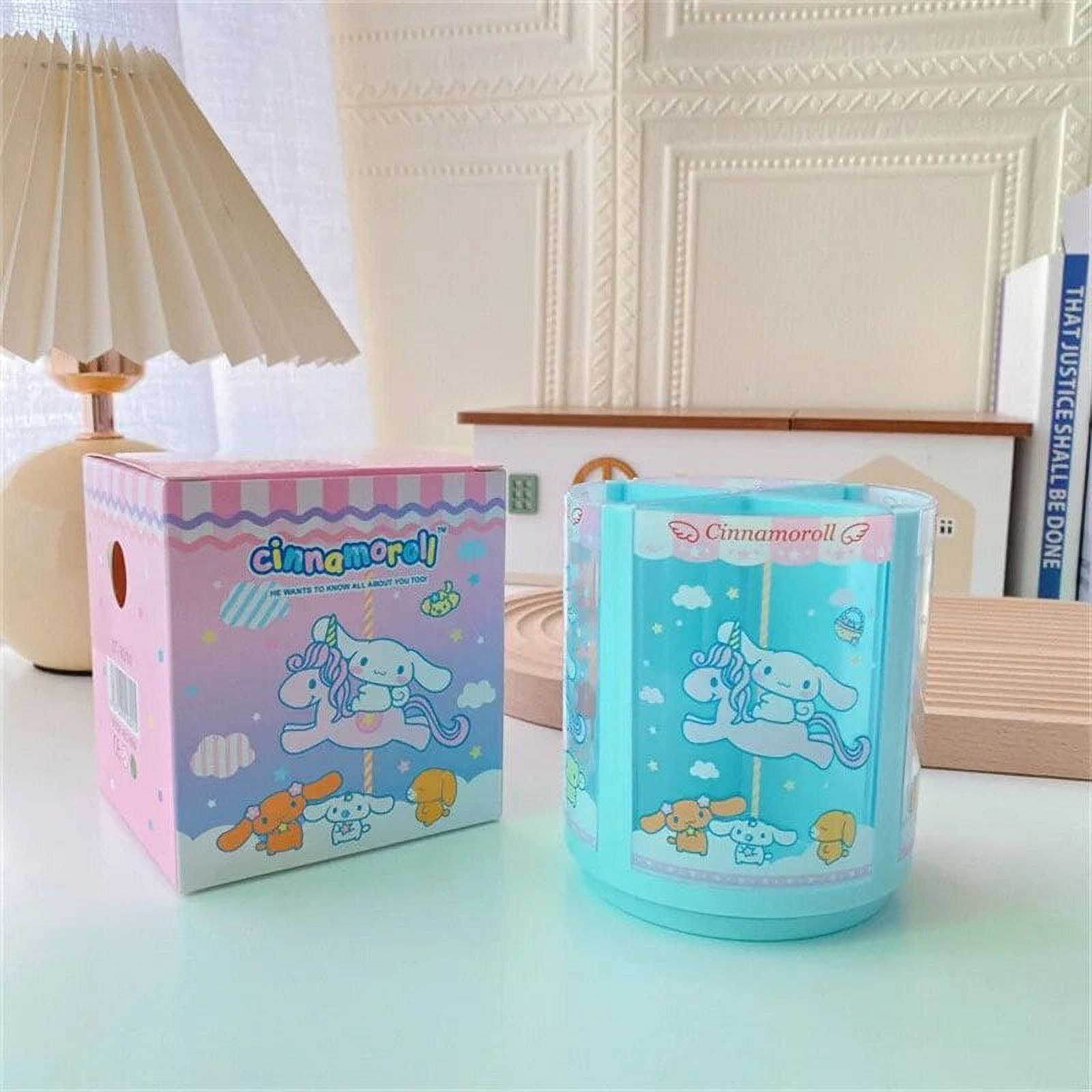 MINISO Sanrio Round Rotatable Pen Holder Cinnamoroll Hello Kitty My Melody Desktop Storage