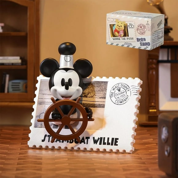 MINISO Vintage Stamps Blind Box Series Desktop Decoration - Vintage Mickey Designated Style, Cute Anime Cartoon Characters Fridge Magnets Desktop Decoration Crafts Kids' Favourite Gift