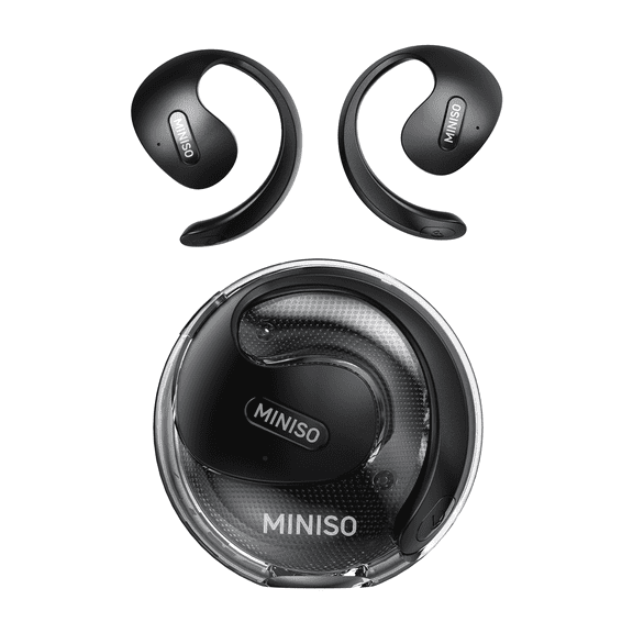 MINISO X15 Bluetooth 5.4 Wireless Open-Ear Headphones - AI Translator, Noise-Cancelling Earbuds, 130+ Languages, 40H Playtime, IPX5 Waterproof, Black