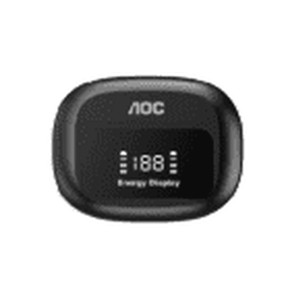 AOC Wireless Earbuds with Smart LED Display, Noise Cancelling Bluetooth Headphone, 40H Playtime with 6 Mic Clear Call, IP5 in-Ear Headphones, Black